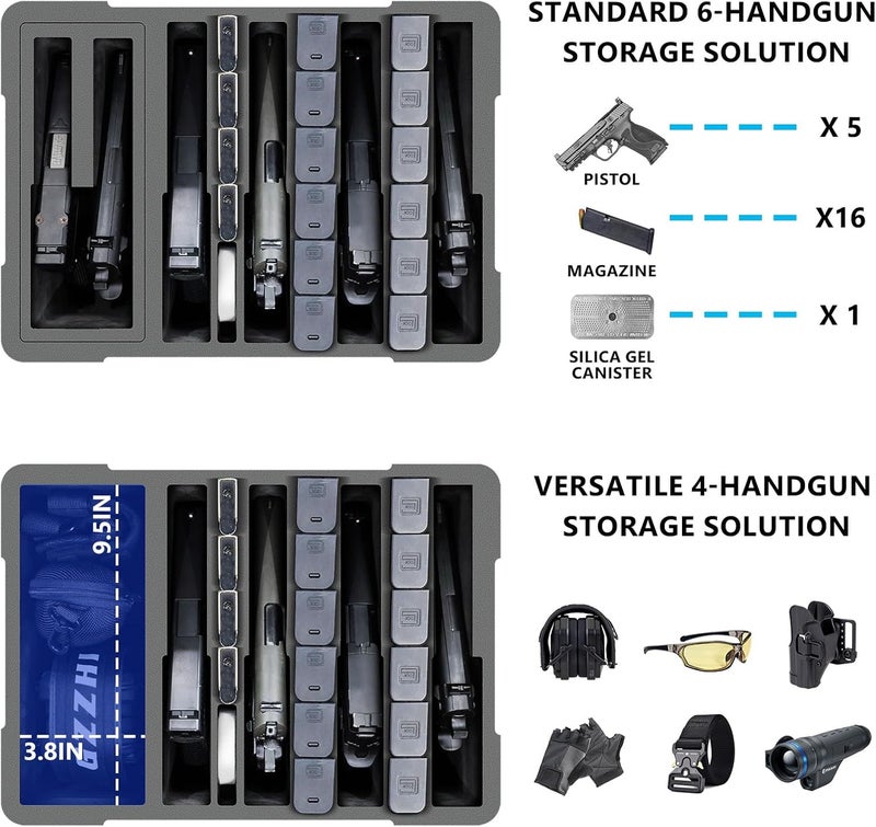 Betschkim Pistol Gun Case for Handguns – Holds Multiple Handguns Case & Mags | TSA Approved Waterproof Hard Shell Pistol Case with Pre-Cut Foam, Heavy Duty Protection for Storage - Image 2